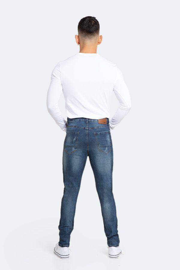 Jeans Hombre Skinny Azul con Drimen Focalizado Suave-5