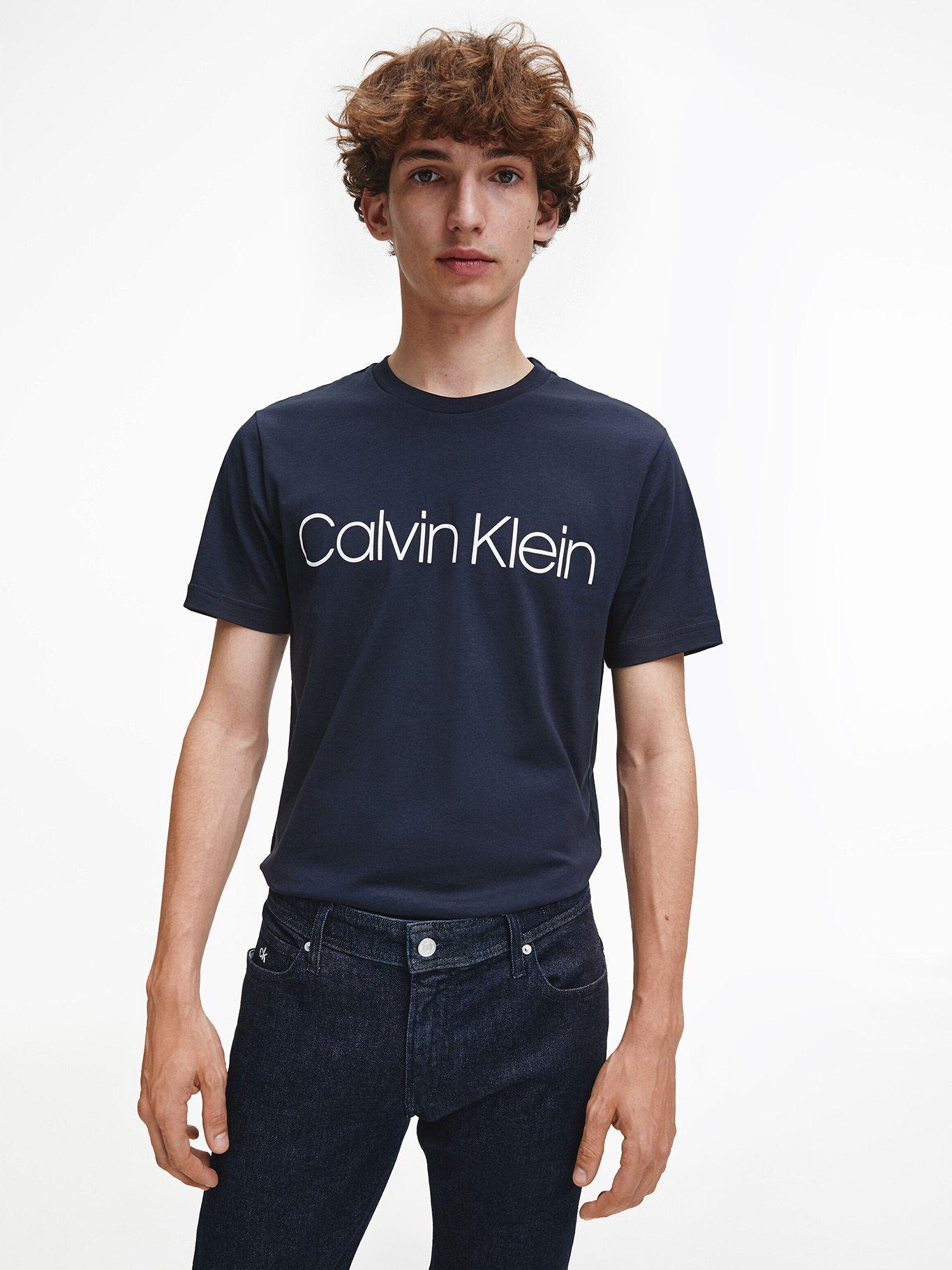 Polera Cotton Front Logo Azul Calvin Klein-4