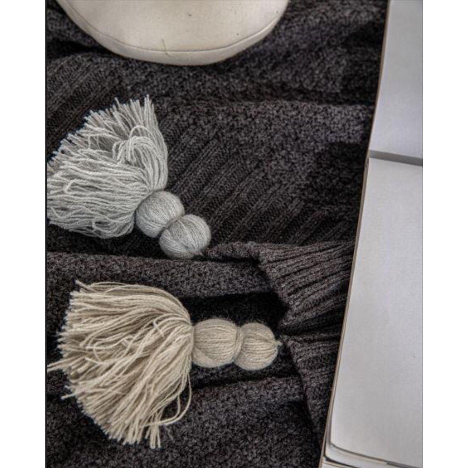 manta punto pompom gris oscuro-0