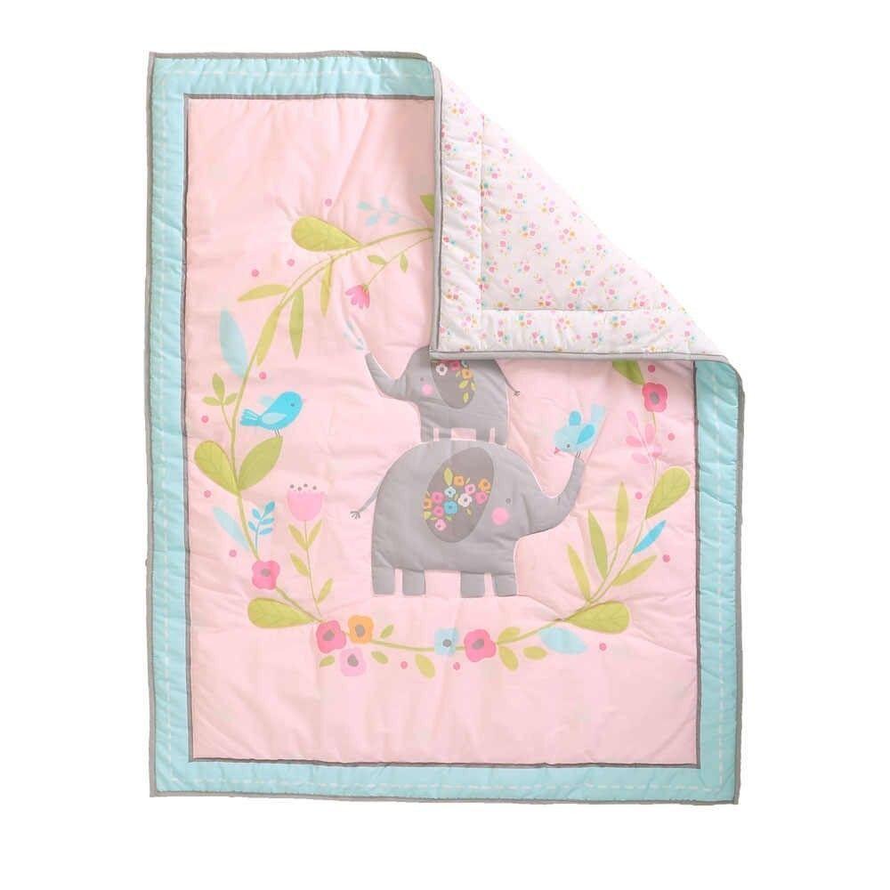 Set ropa de cuna  elefanta 4 piezas telas algodón-5