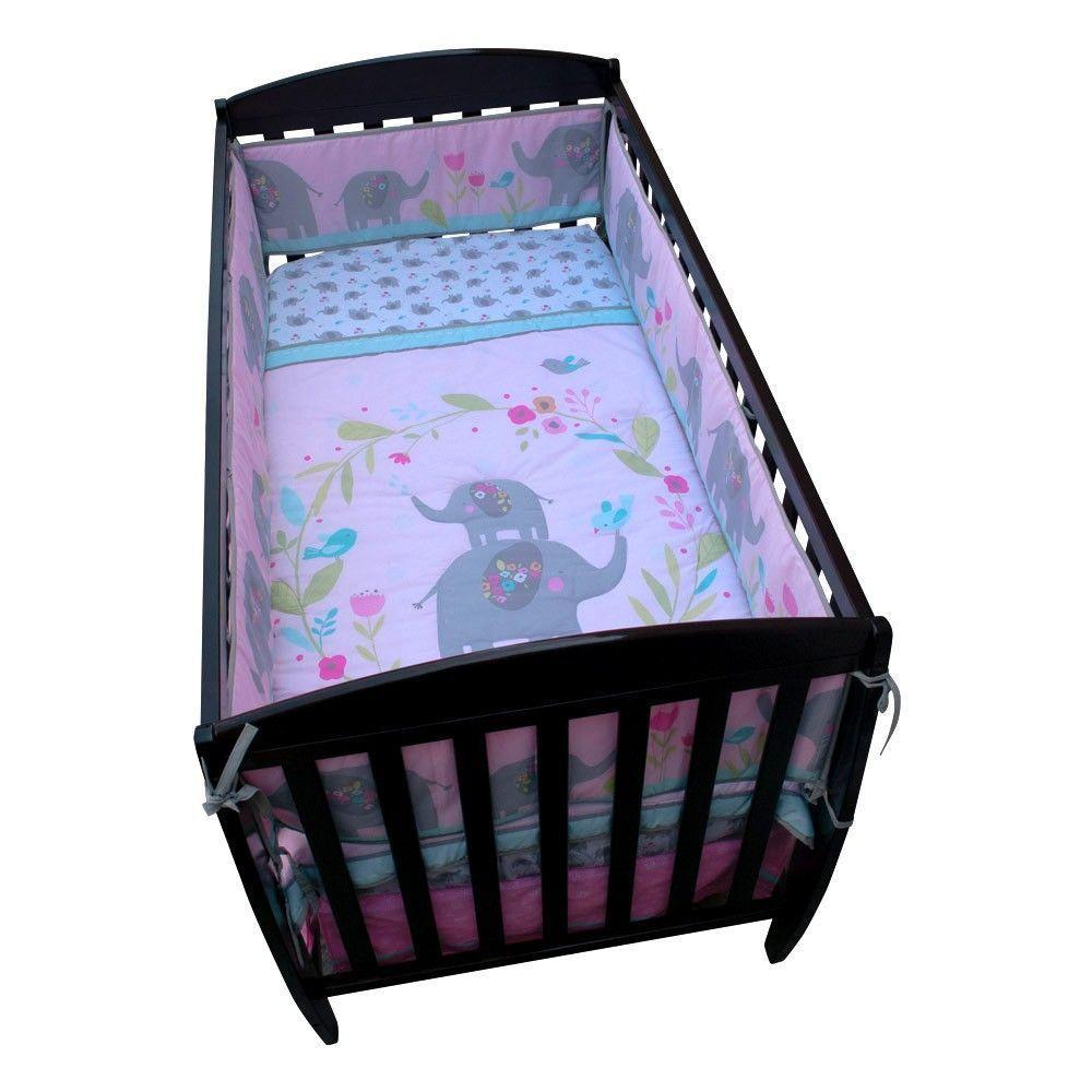 Set ropa de cuna  elefanta 4 piezas telas algodón-3