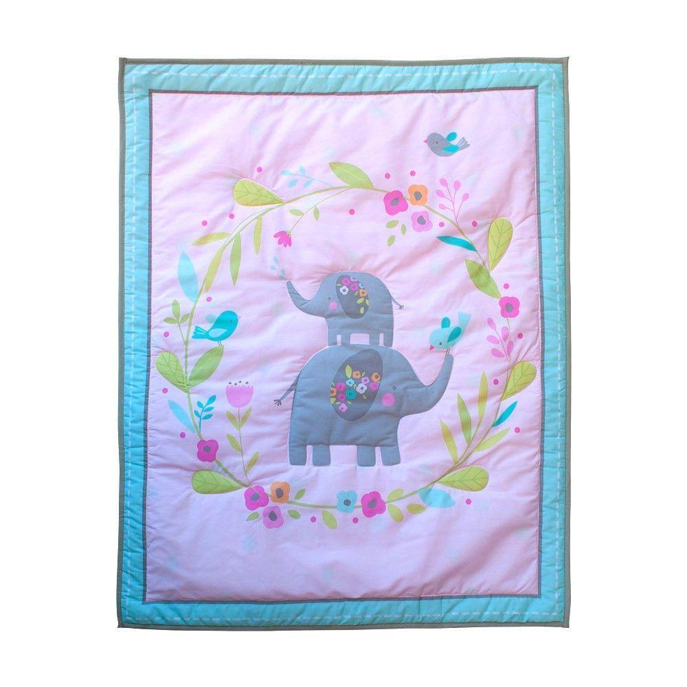 Set ropa de cuna  elefanta 4 piezas telas algodón-2