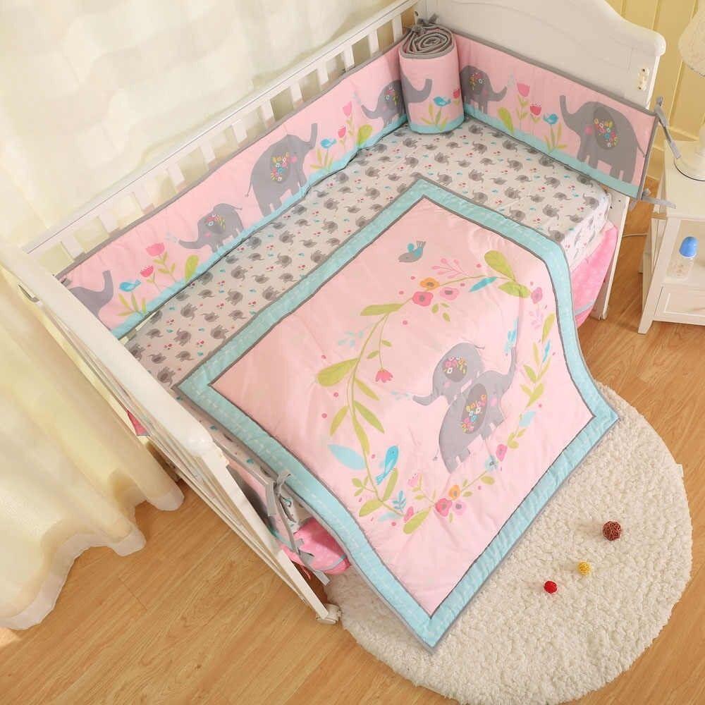 Set ropa de cuna  elefanta 4 piezas telas algodón-4