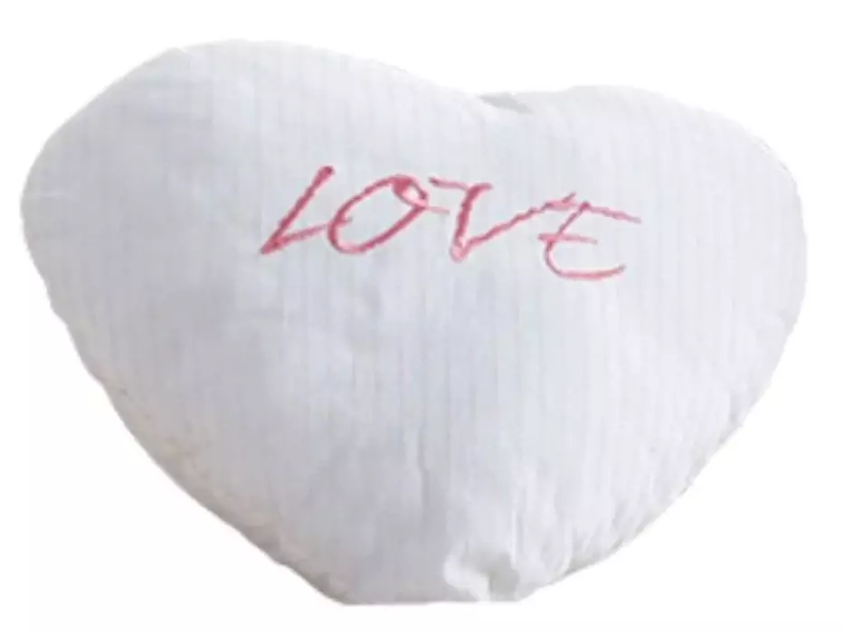 Cojín en composé rosado y blanco !LOVE! Corazón/Blanco-0