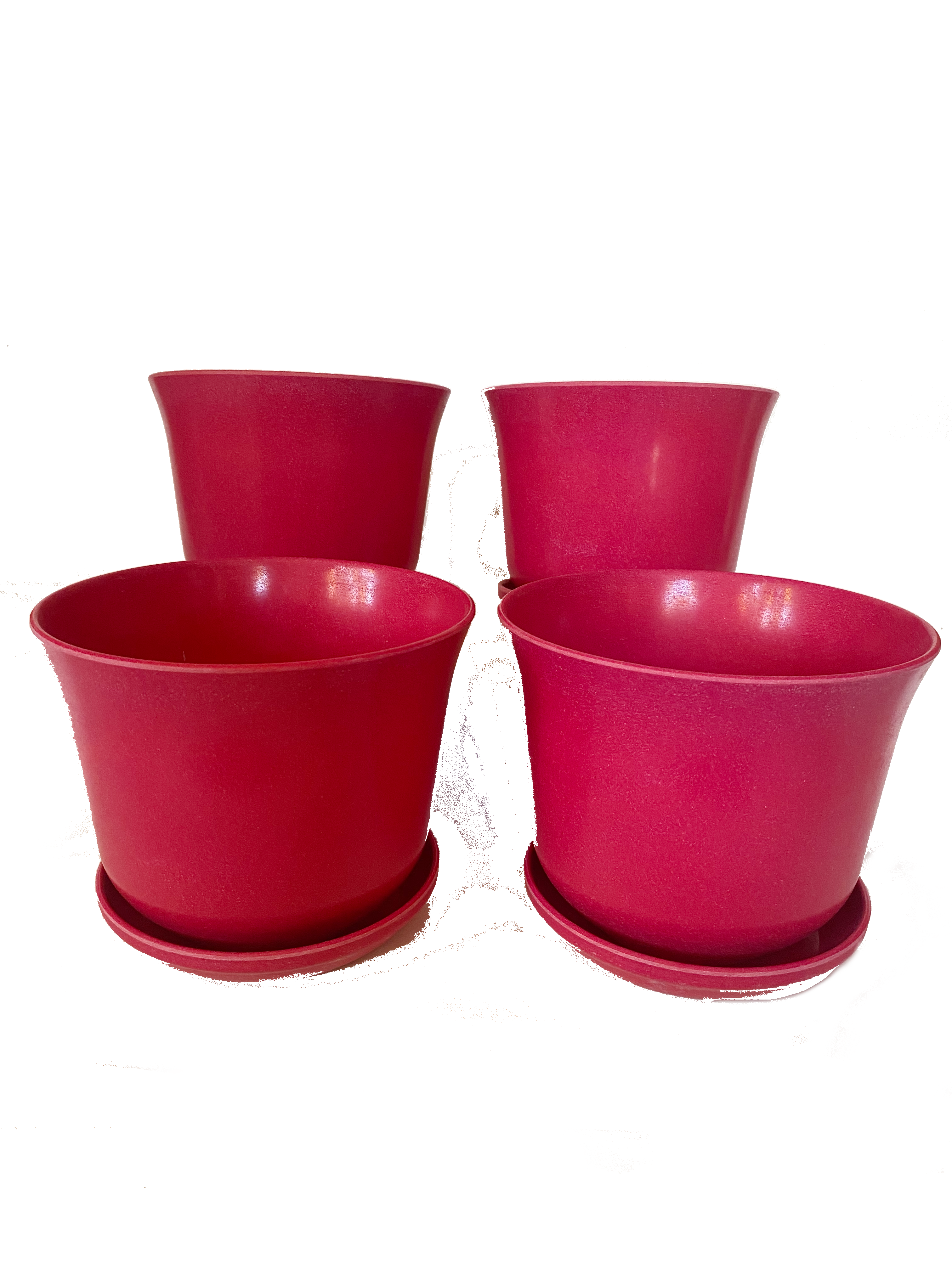 SET DE 4 MACETAS BIO CURVOS ROJO C/PLATO 16,5X13-0