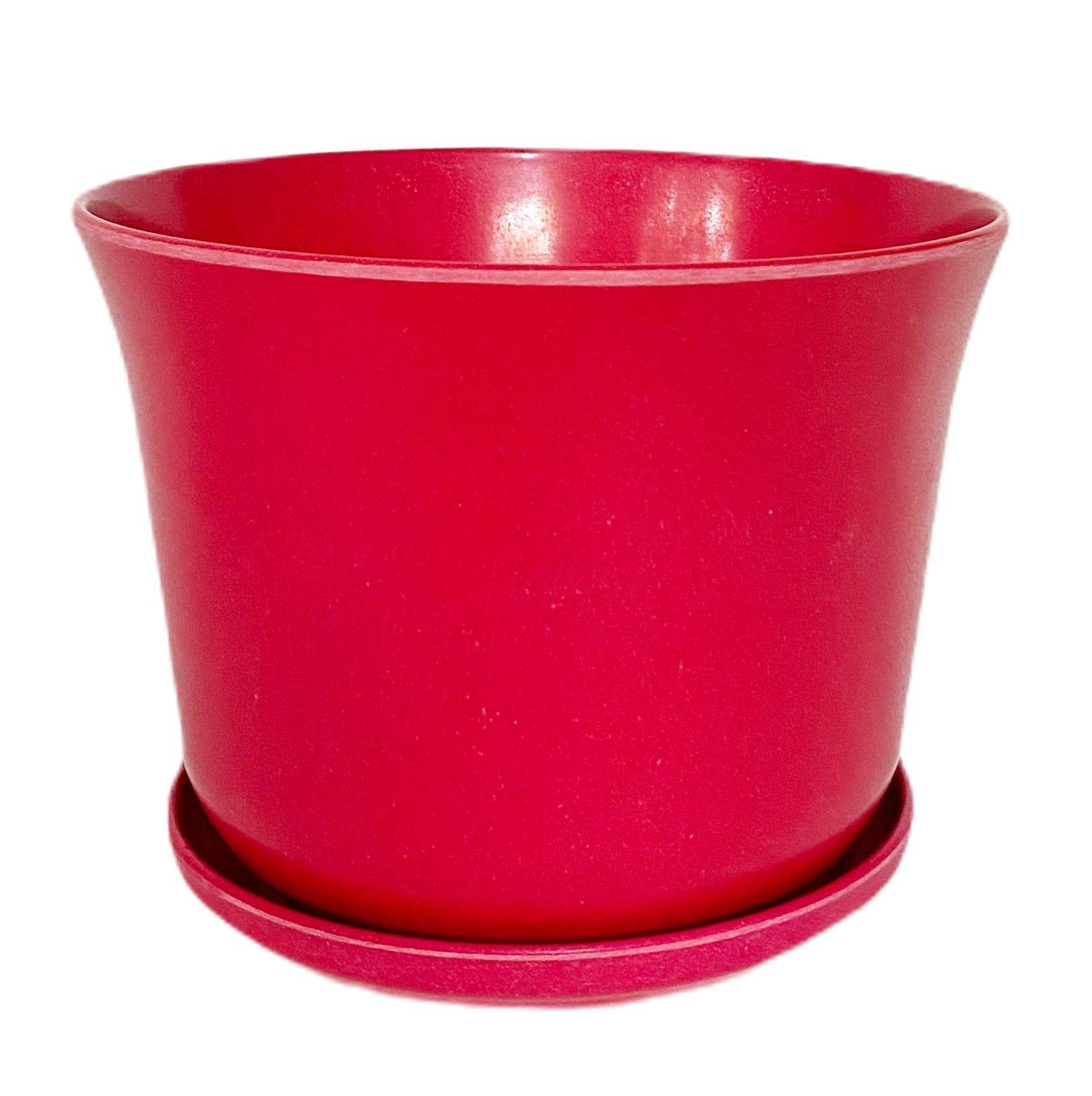 SET DE 4 MACETAS BIO CURVOS ROJO C/PLATO 16,5X13-2