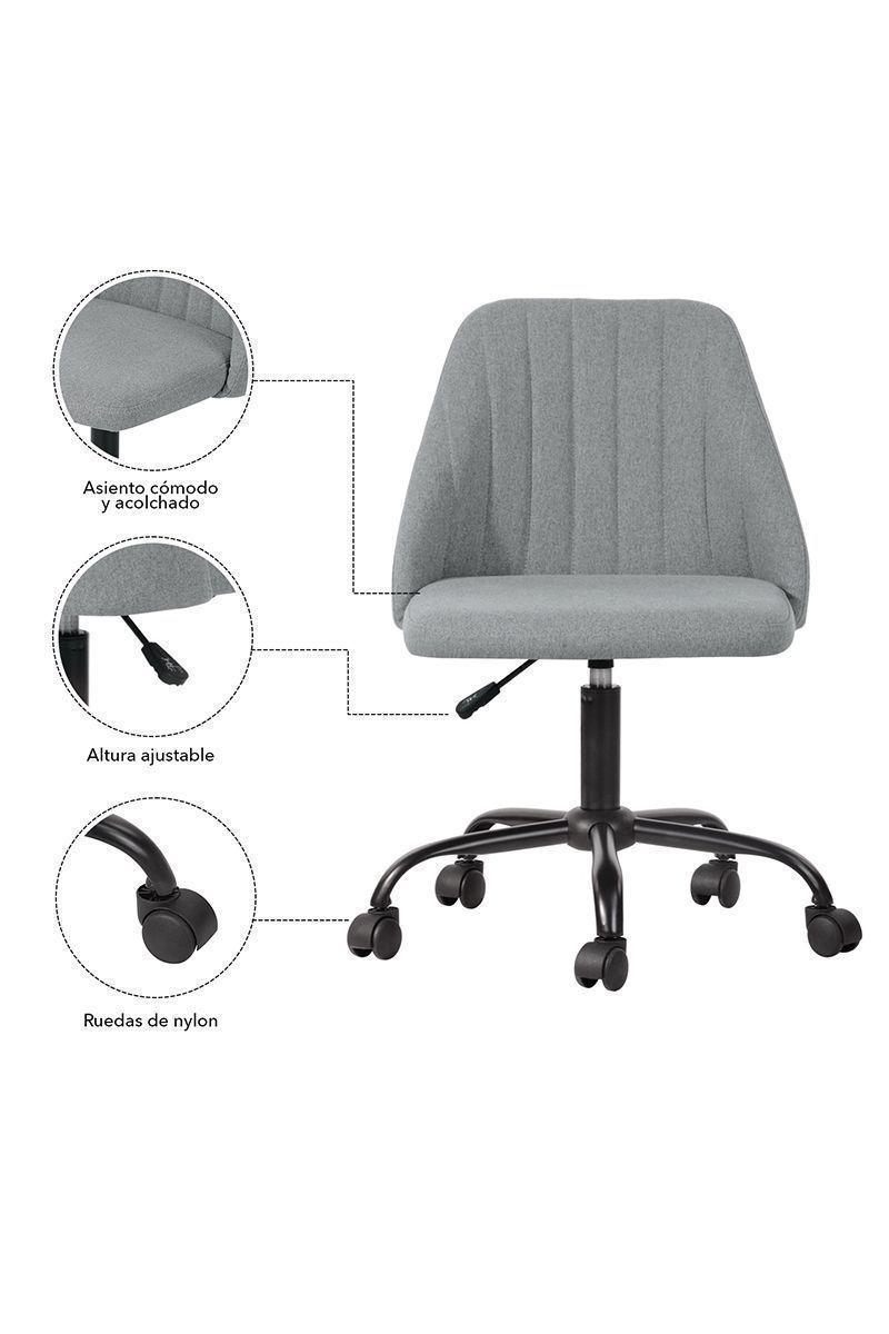 Silla Oficina Tela Altura Ajustable y Ruedas-4