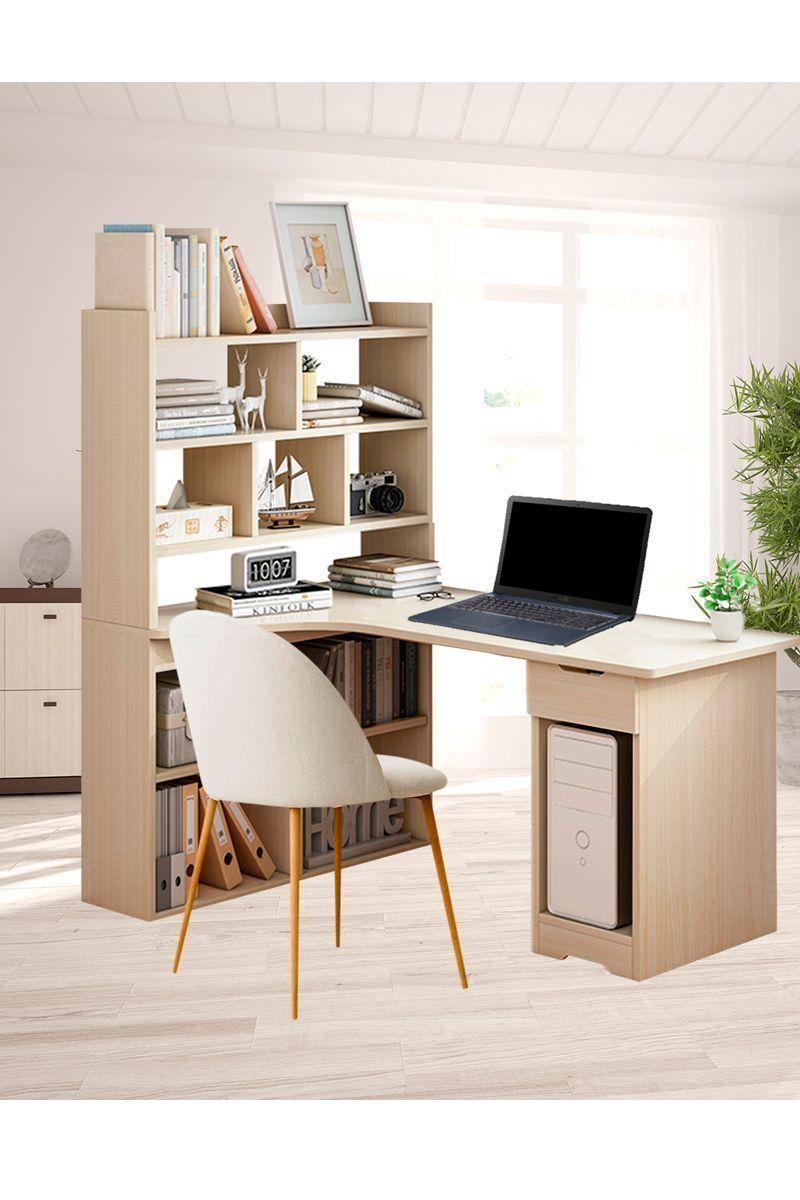 Escritorio con Librero 132x50x120 cm Beige-1