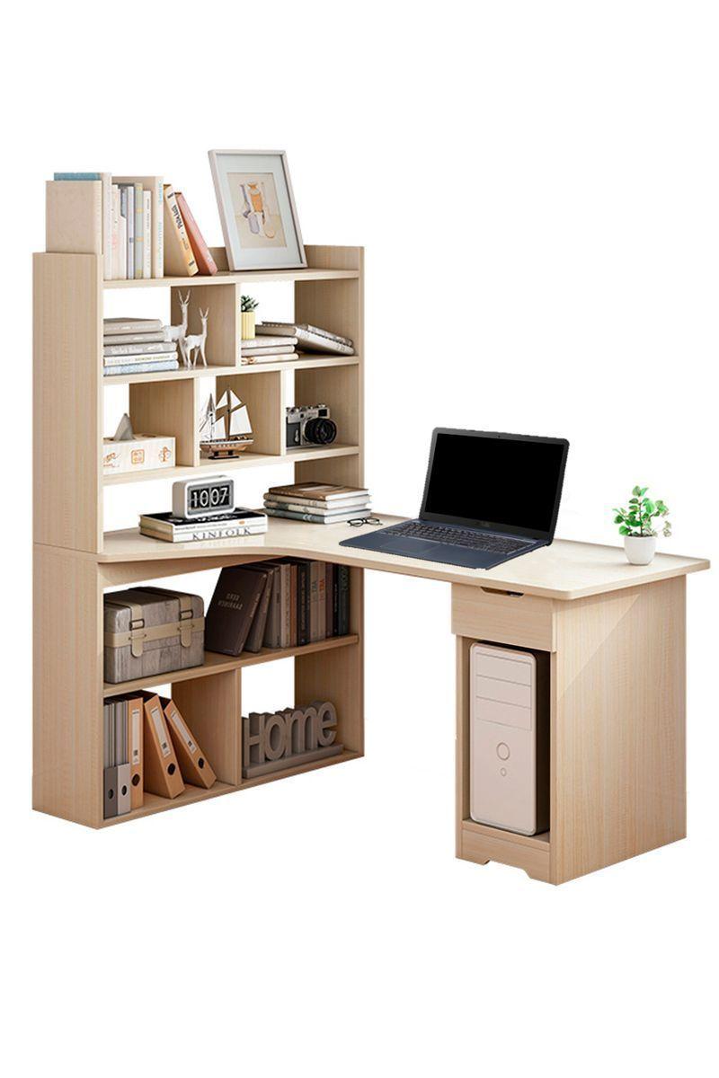 Escritorio con Librero 132x50x120 cm Beige-0