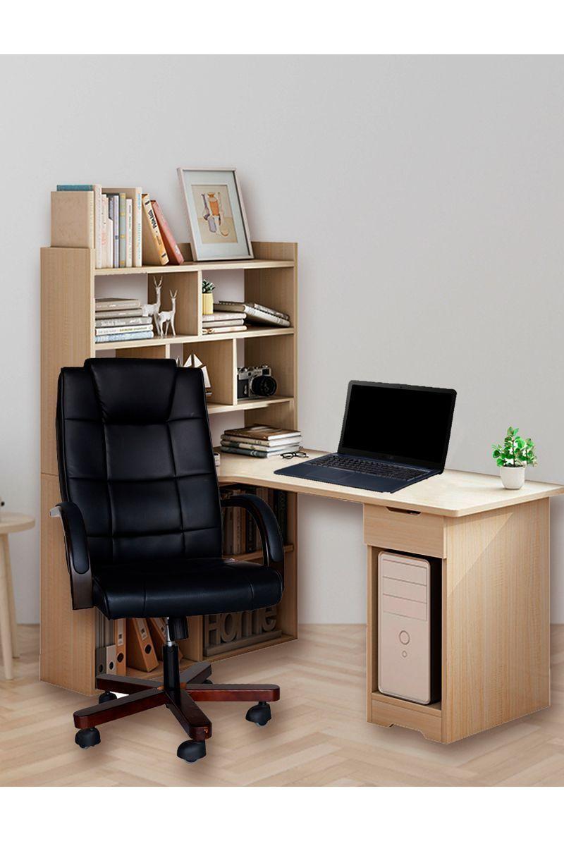 Escritorio con Librero 132x50x120 cm Beige-5