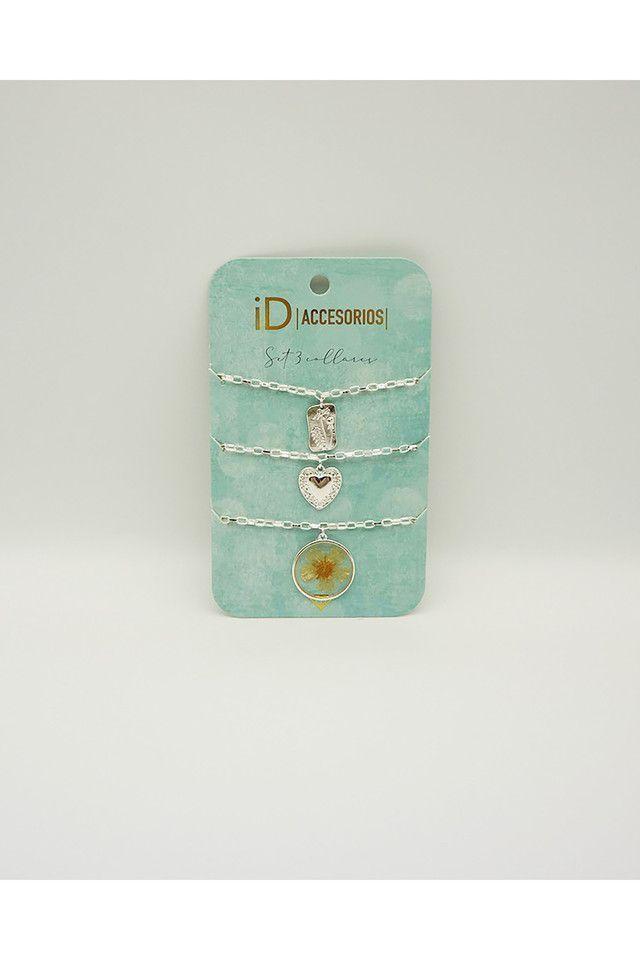 Collar Set Corto Plateado Detente ID-0