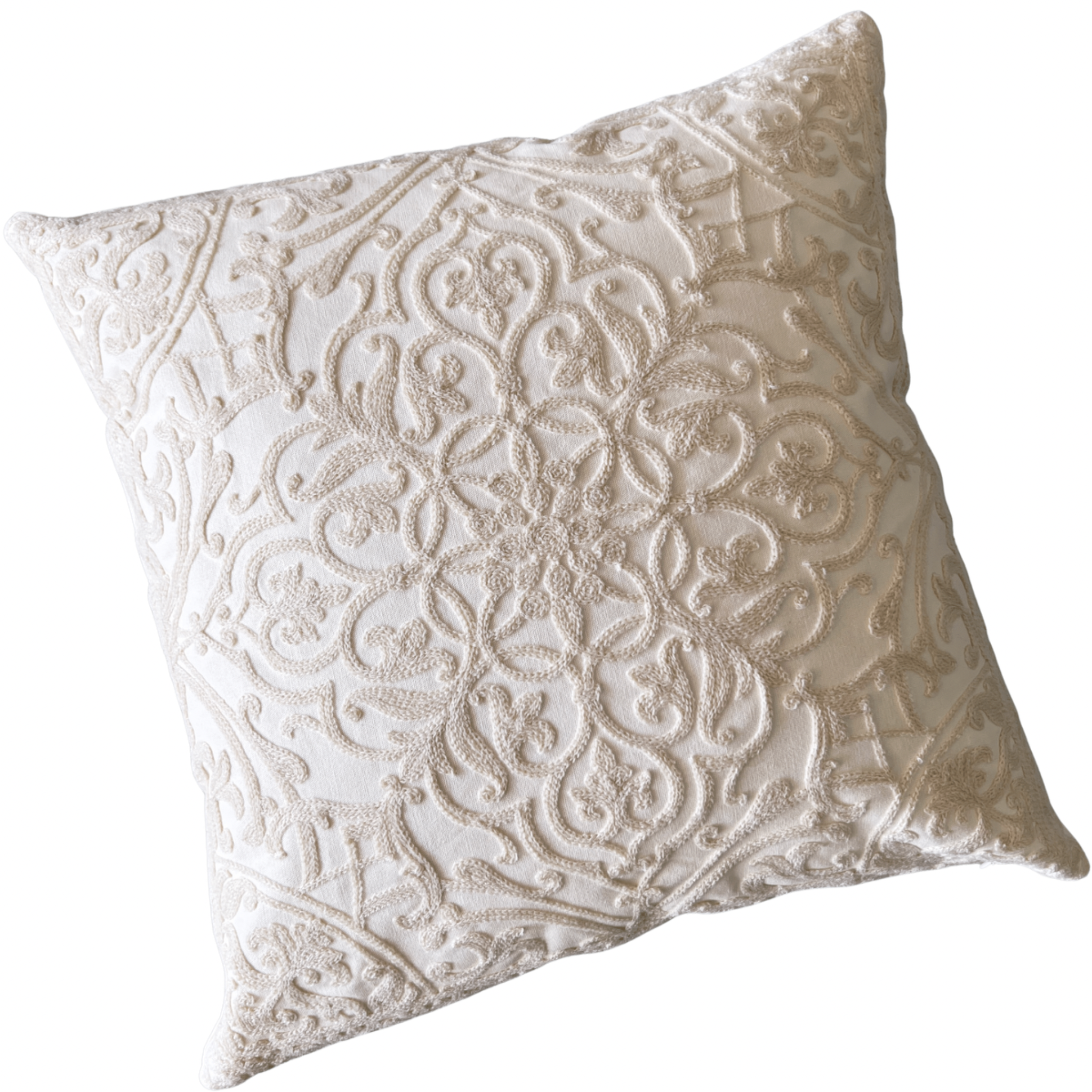 Funda de Cojín Bordado Mandala Crudo-0