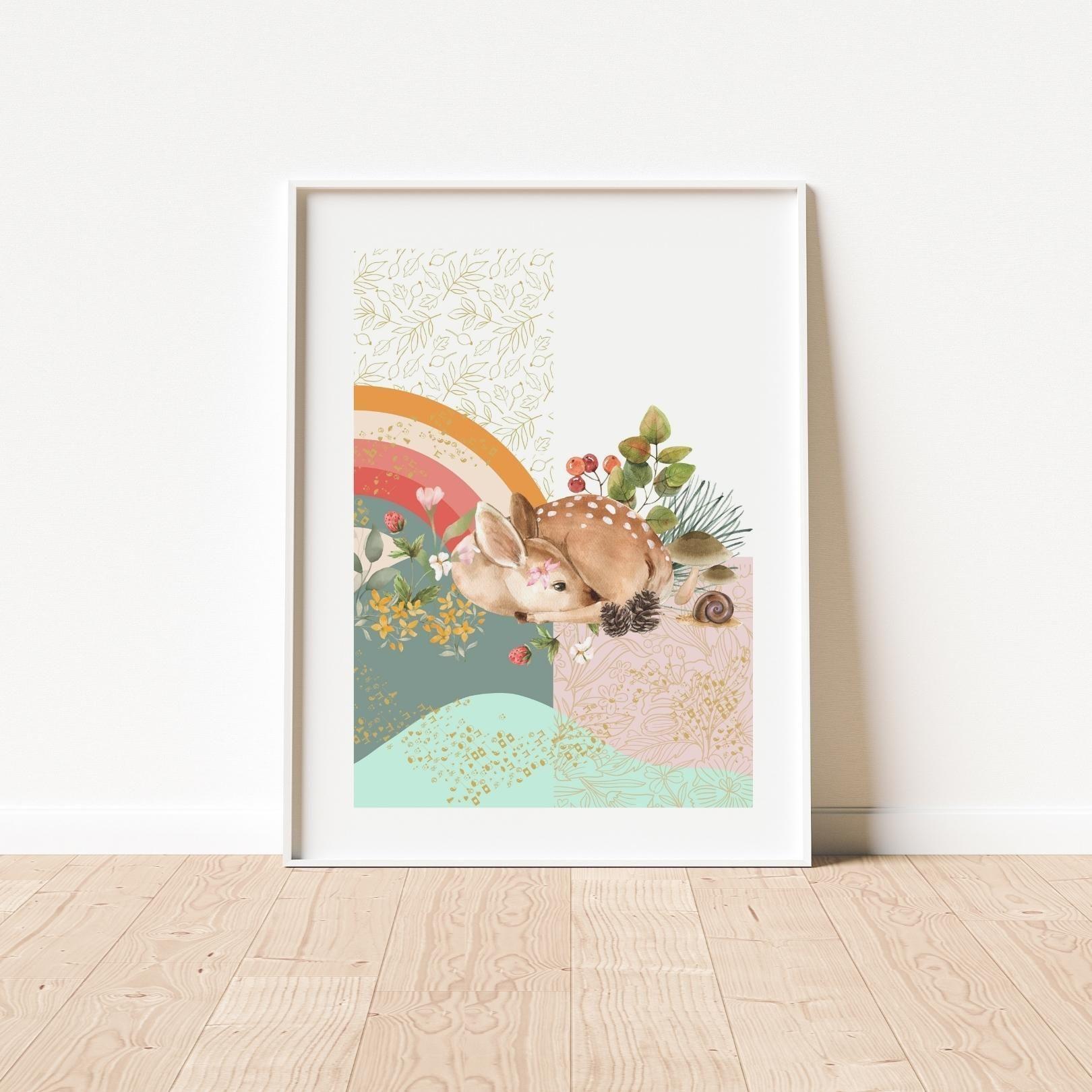 Trío de Cuadros femeninos animales del bosque-3