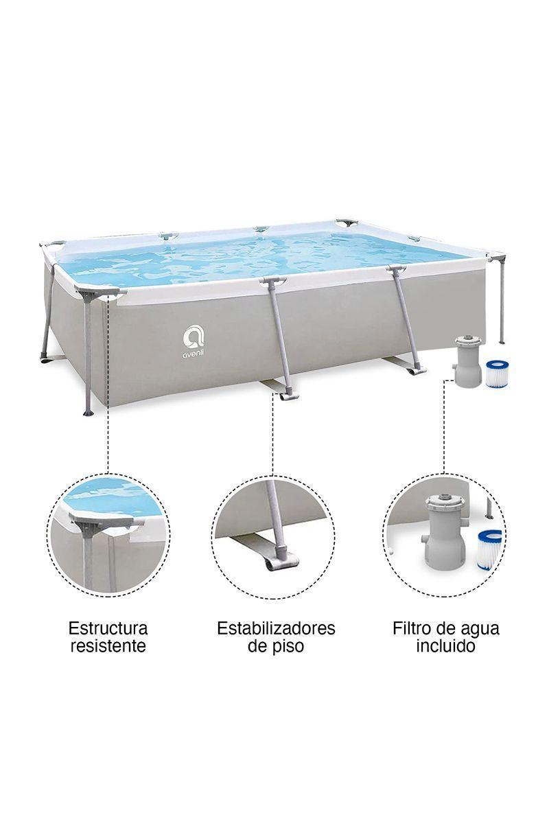 Piscina con Filtro 3701 Litros 65x207x300 cm Gris-3