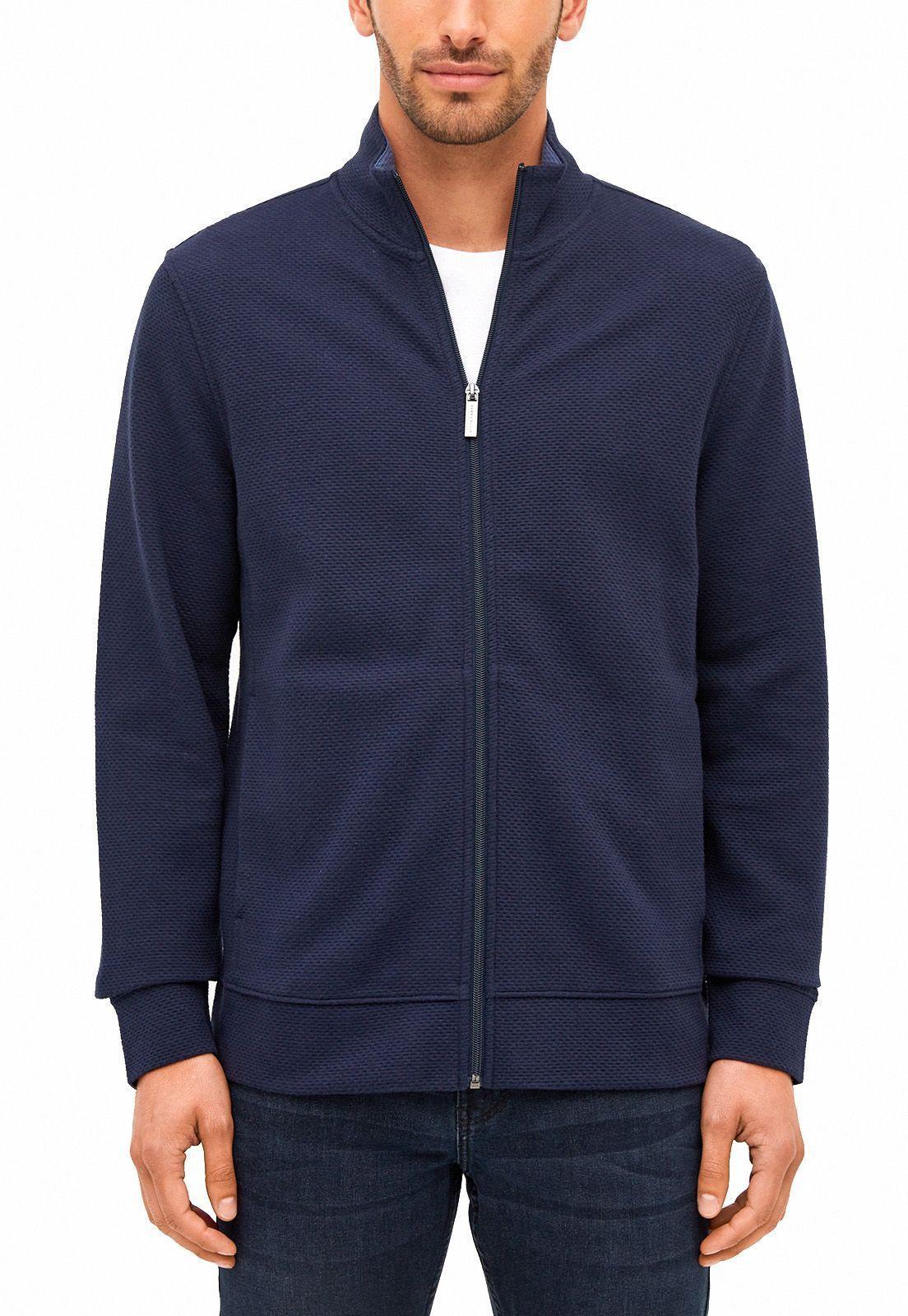Polerón navy full zip textura-0
