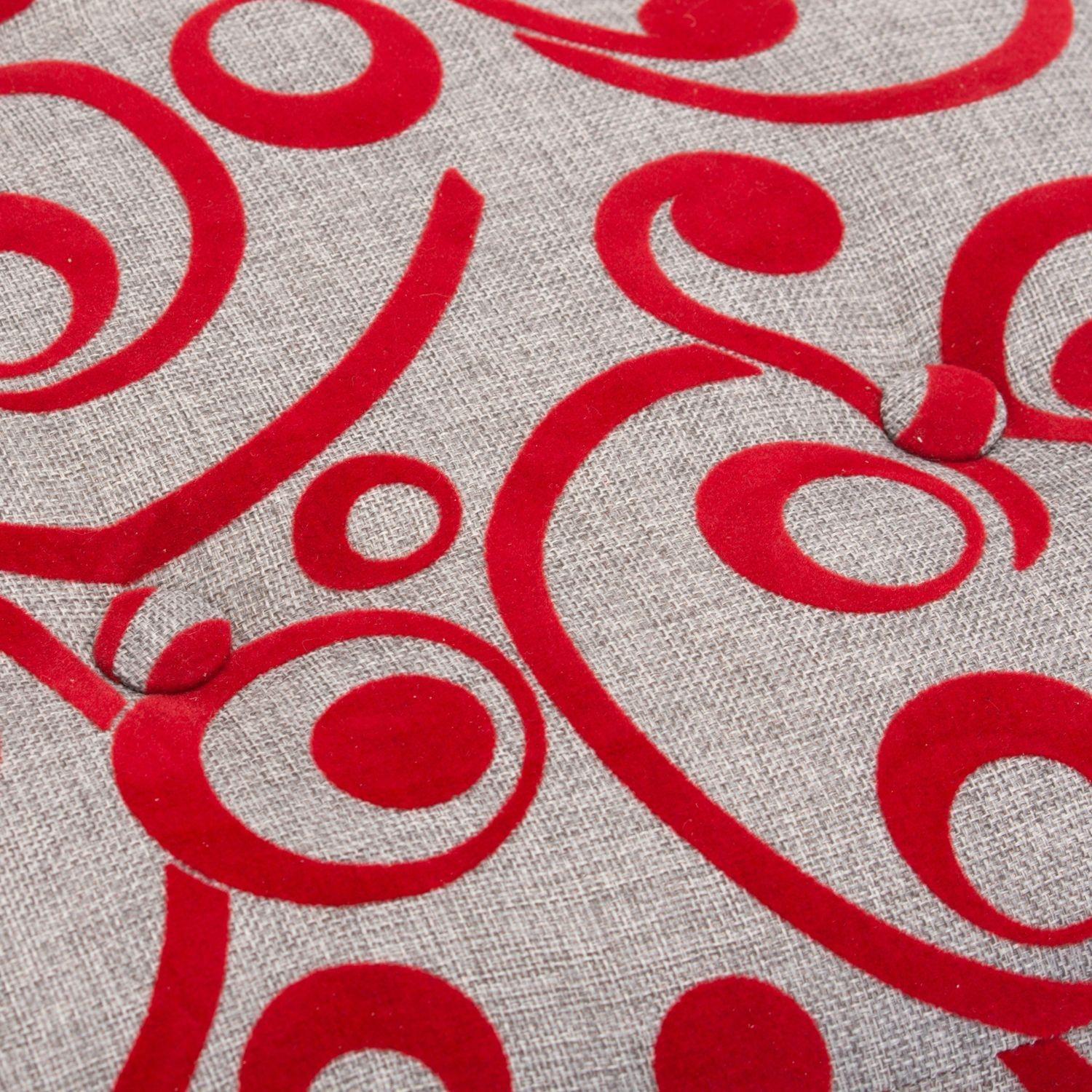 Pouf Alemania Gris Rojo Flocky 42x42x43 cm Máxima Design-3