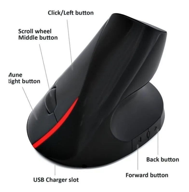 Mouse Optico Vertical Ergonomico Inalambrico Rf Pc Smart Tv-4