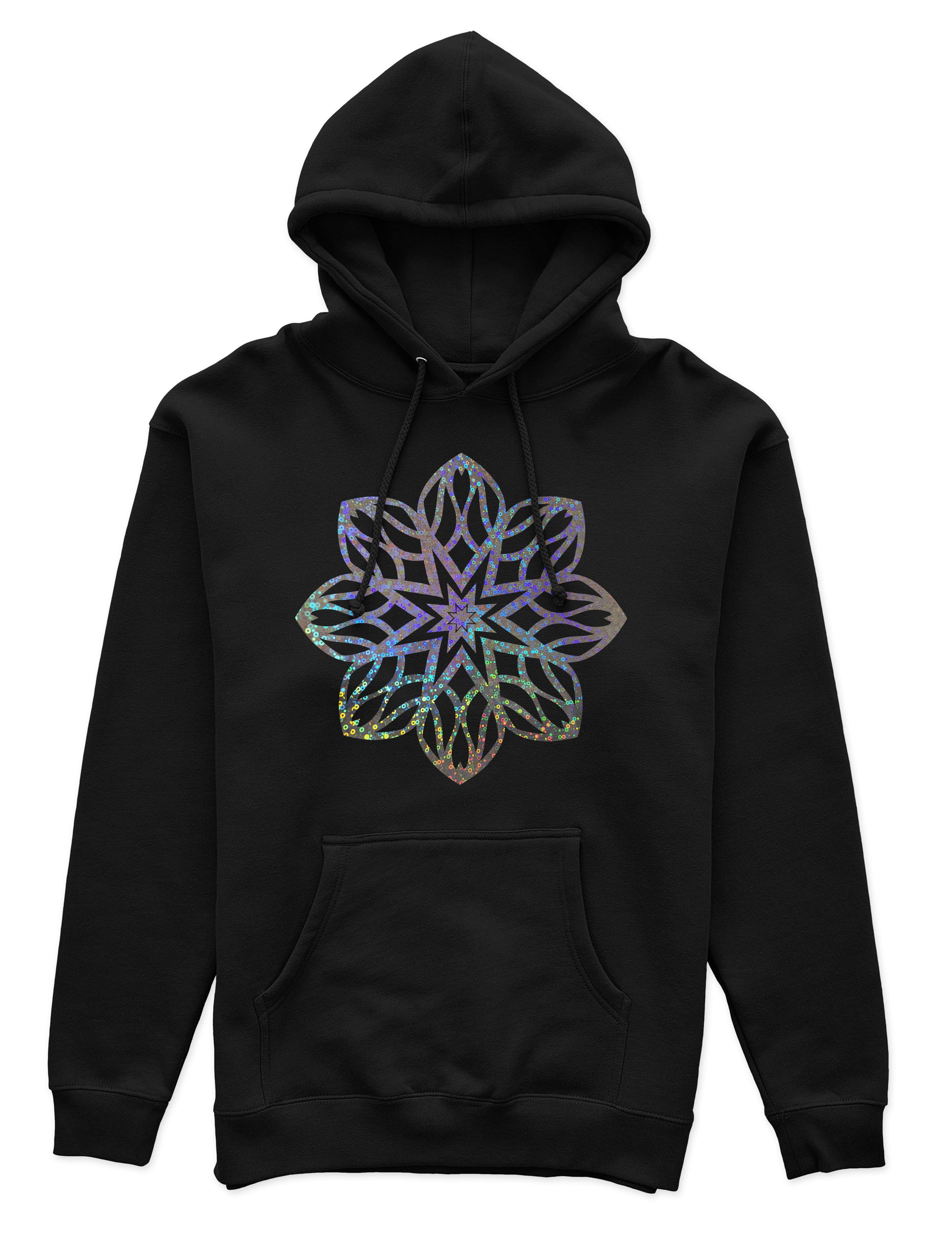 Polerón Canguro Unisex Negro - Mandala (2) holográfico efecto circulo-0