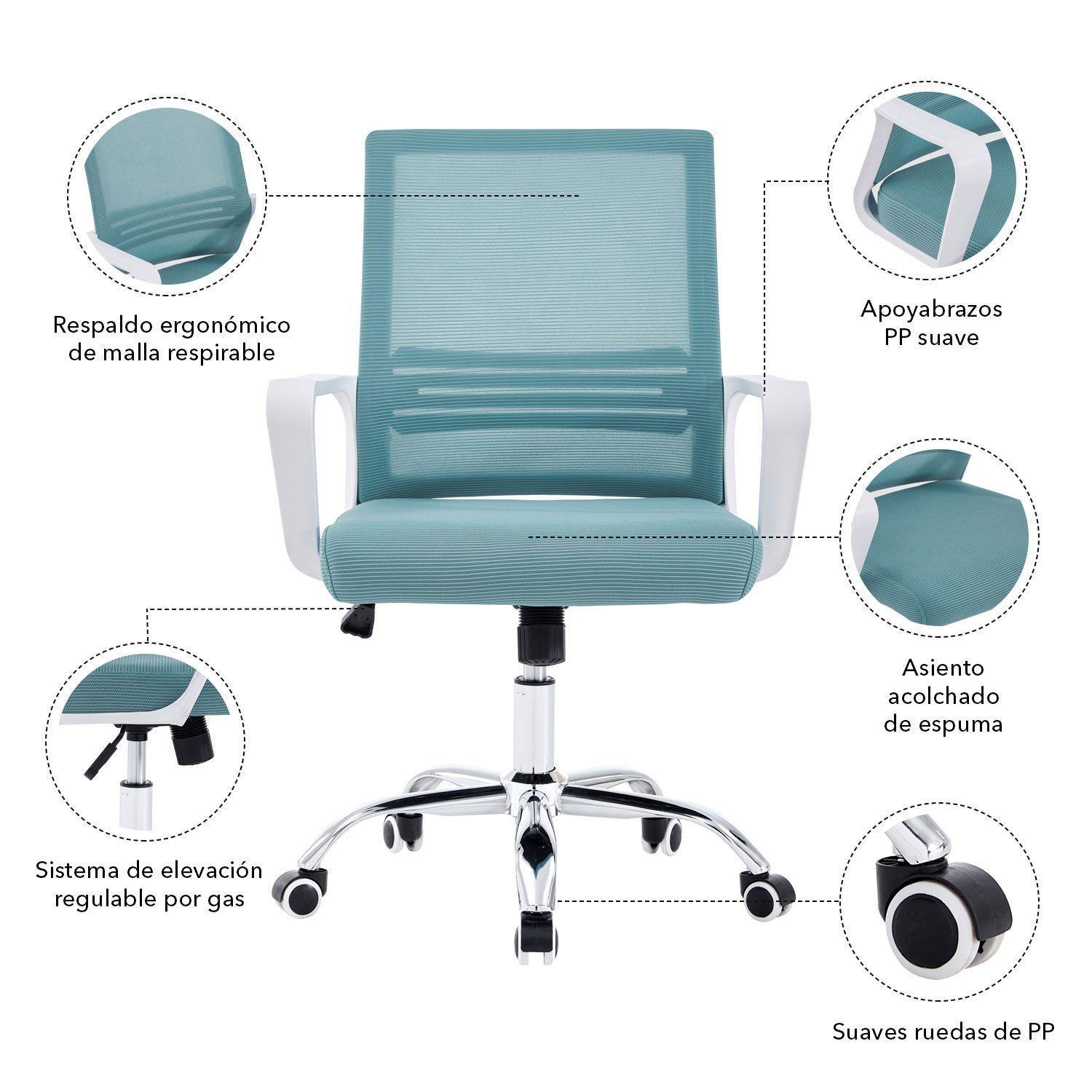 Silla de Oficina de Malla Reposabrazos Gris-4