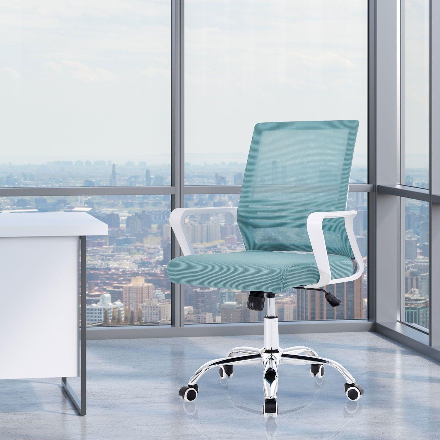 Silla de Oficina de Malla Reposabrazos Gris-1