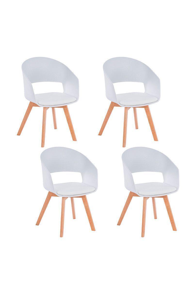 Pack 4 Sillas Comedor con Cojín Blanco-0