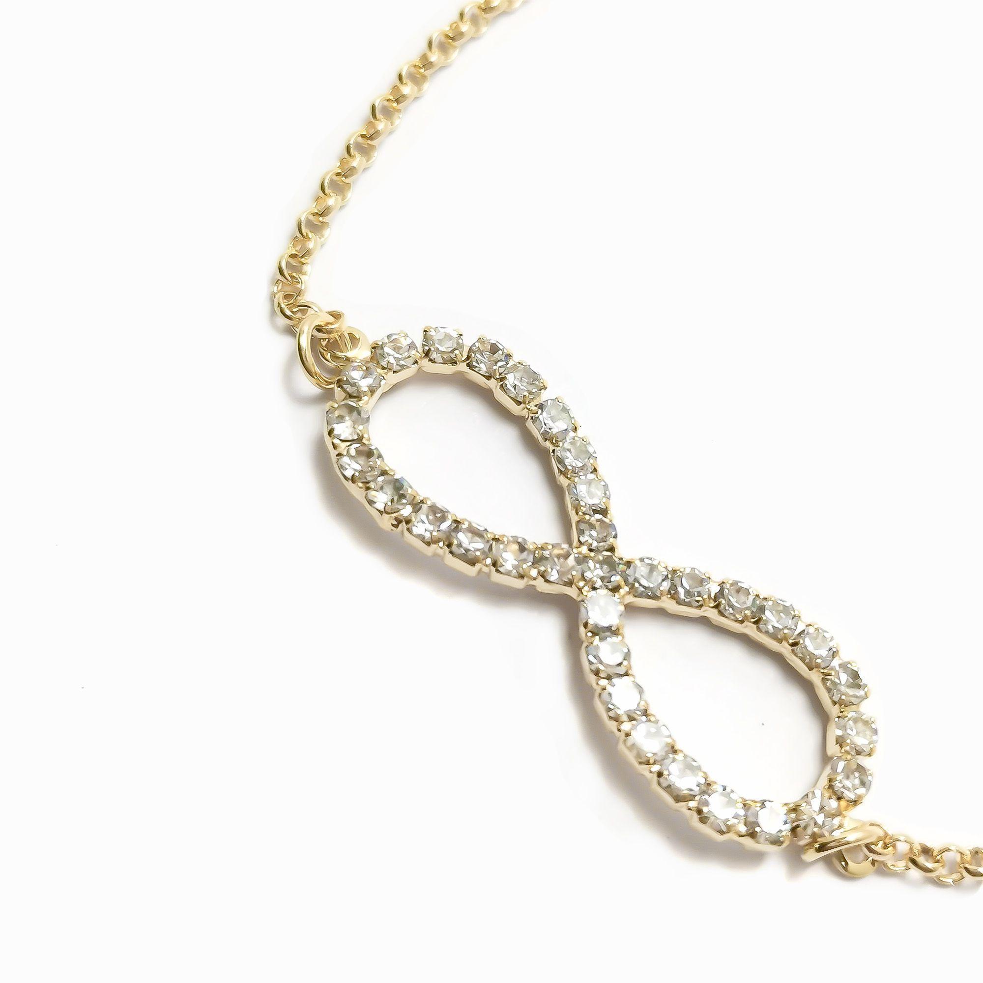 Pulsera Infinito CZ Blanco Enchapado Oro 18K-1