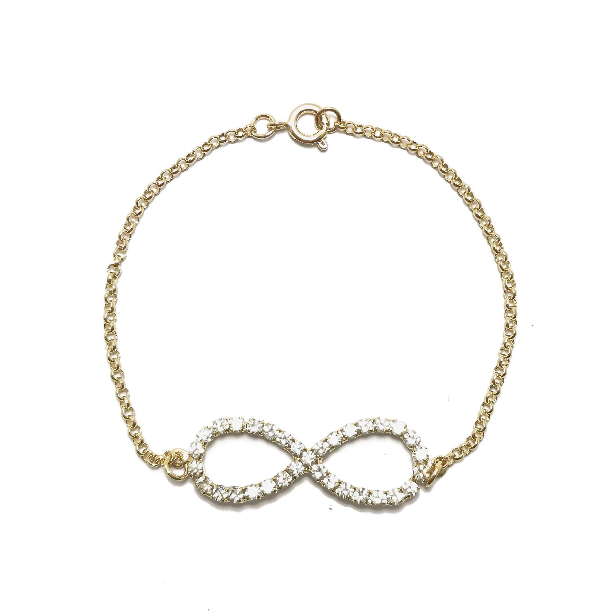 Pulsera Infinito CZ Blanco Enchapado Oro 18K-0
