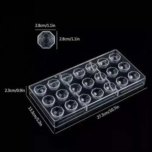 Pack 4 Moldes Chocolate Molde Chocolate Policarbona Diamante -3