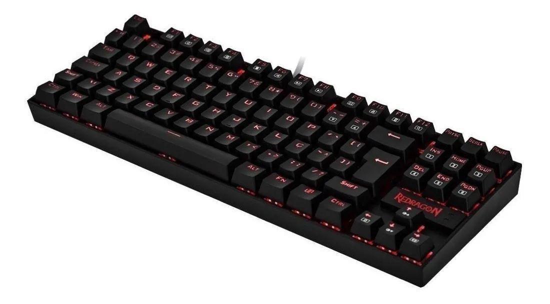 Teclado gamer Redragon Kumara K552 QWERTY Outemu Red español España color negro con luz rainbow-0