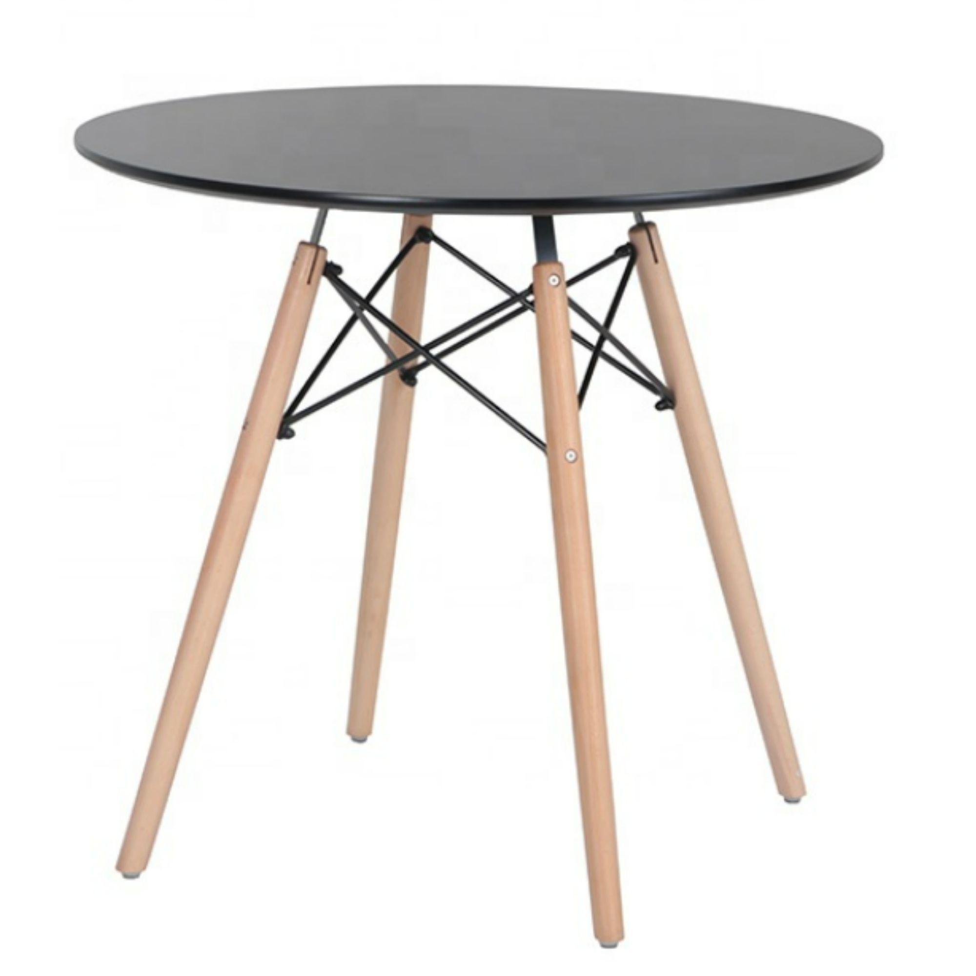 Juego De Comedor eames Redondo 4 sillas Negro-Blanco 80 cm-1