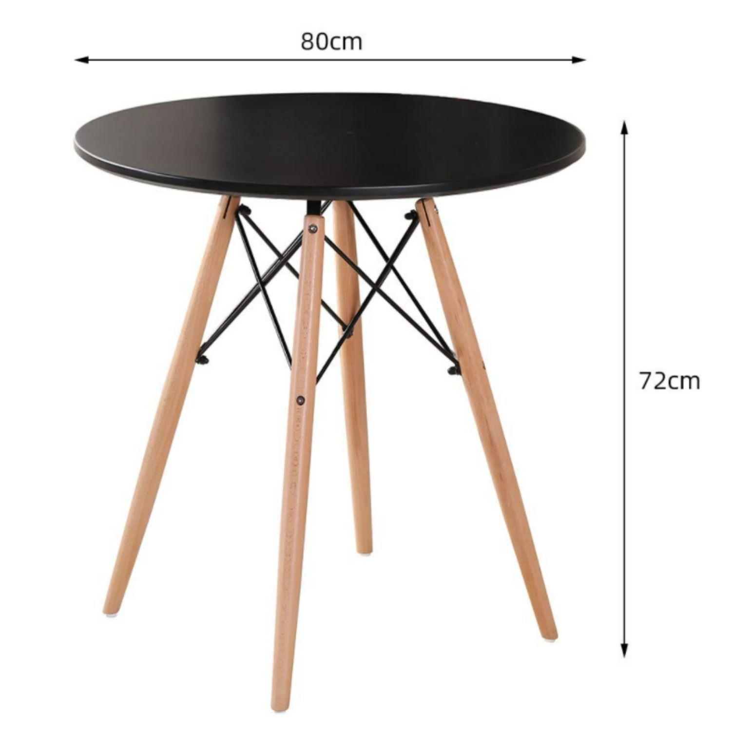 Juego De Comedor eames Redondo 4 sillas Negro-Blanco 80 cm-6
