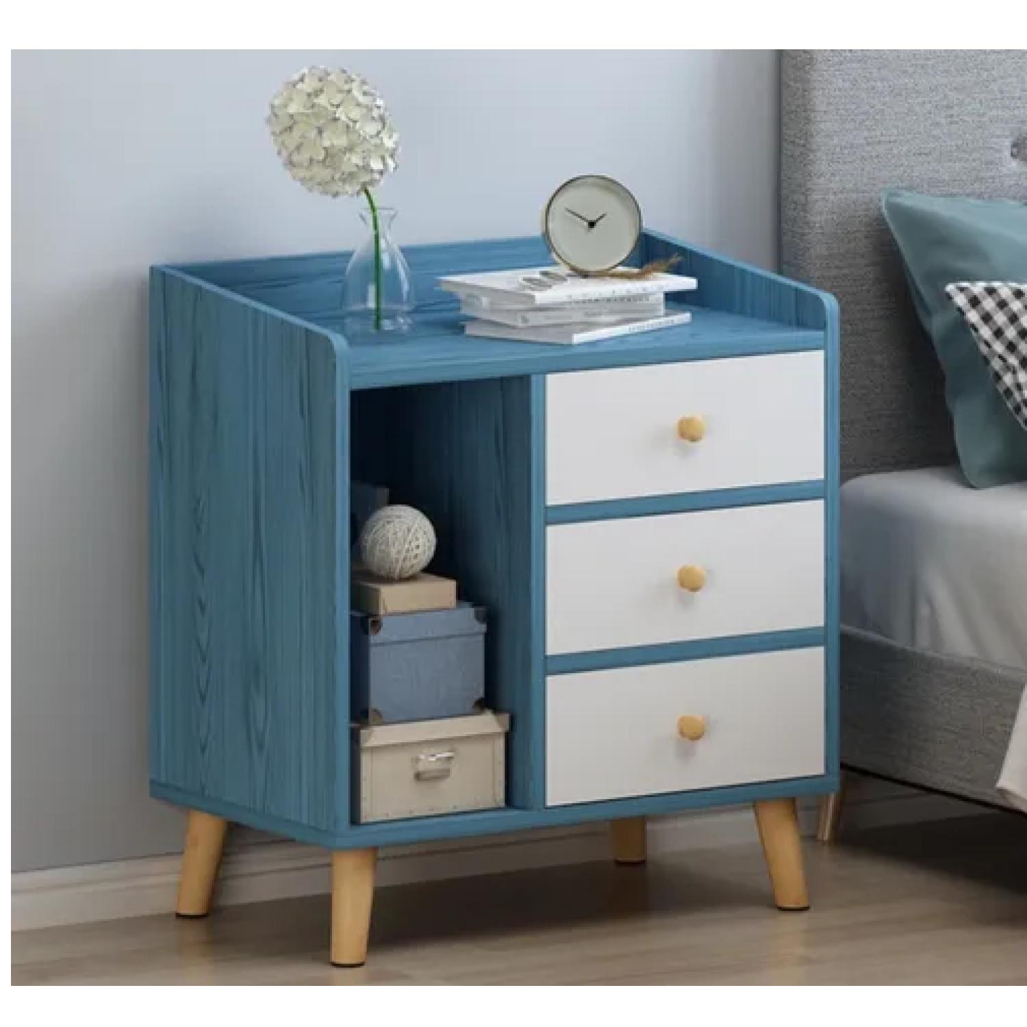 Velador 2 Niveles Con 3 Cajones Azul-1