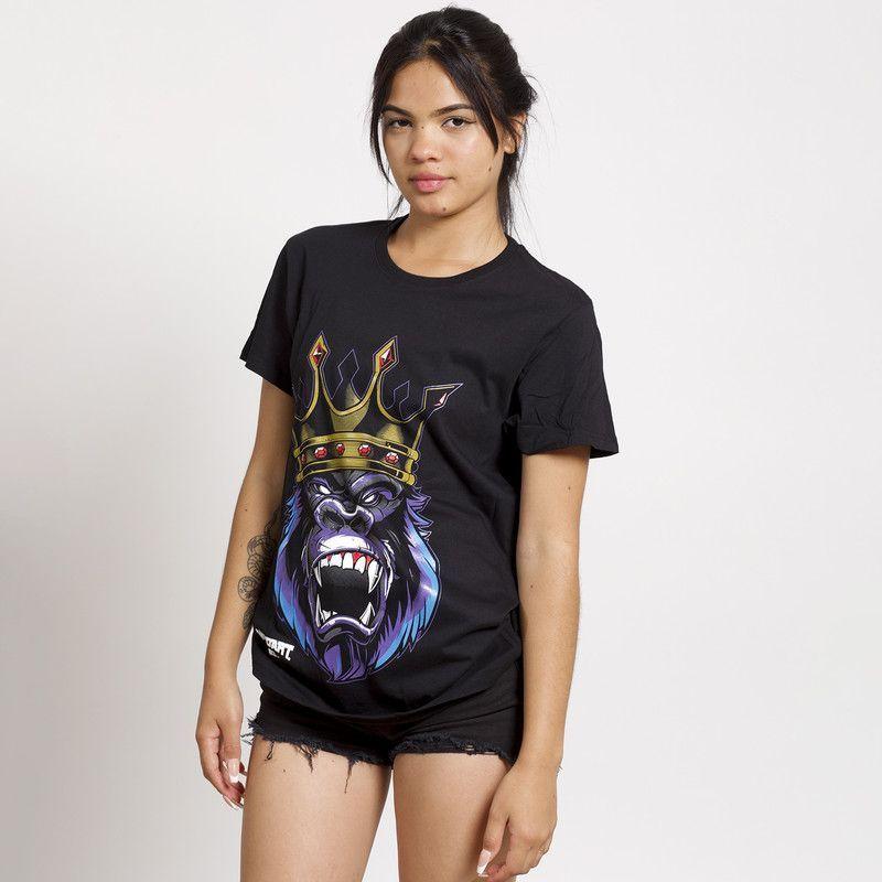 POLERA OVERSIZE MC NEGRA ESTAMPADO  GORILA KING-2