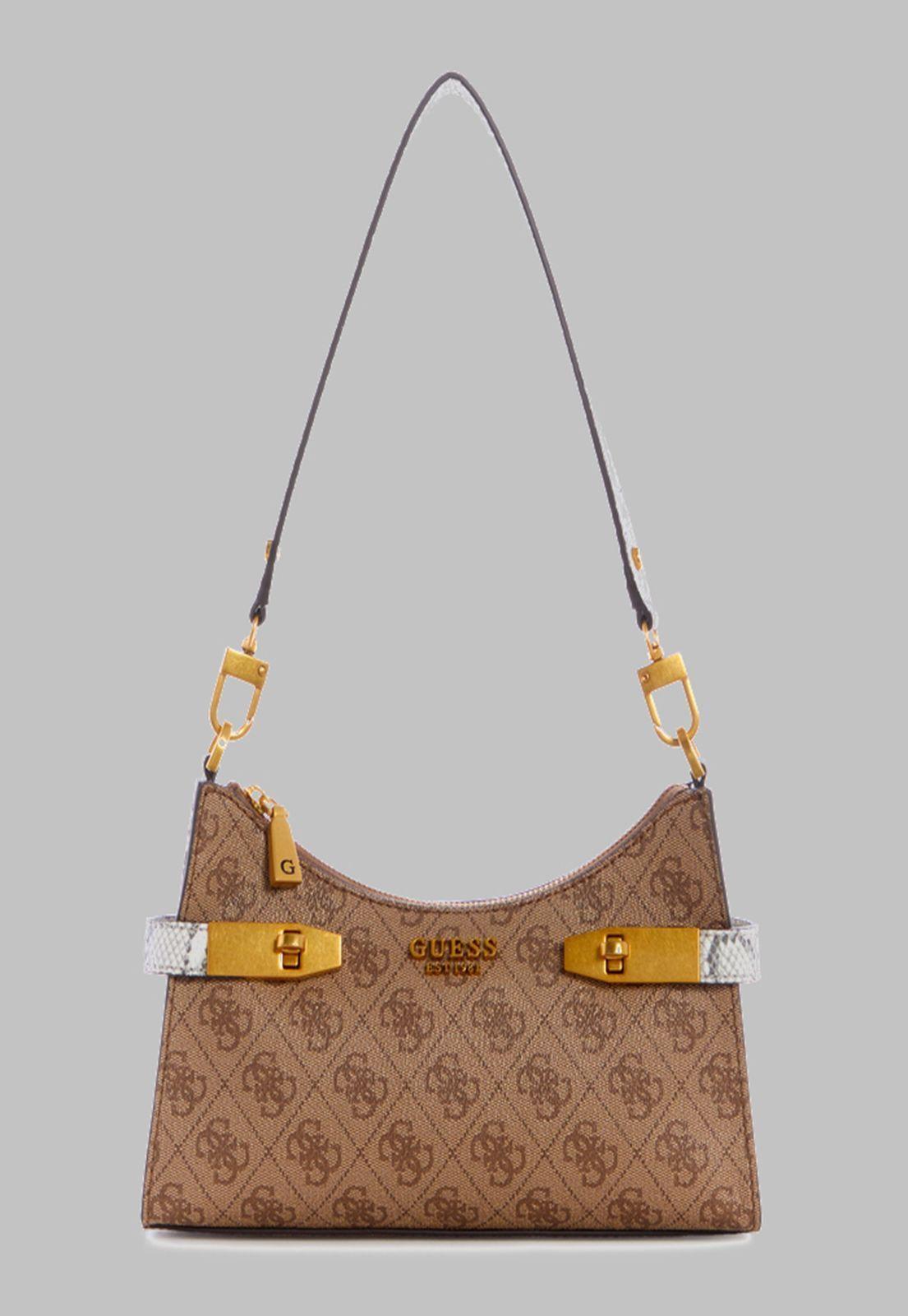 Cartera Guess Zadie Logo Top Zip Shldr Bag Lly Café-0