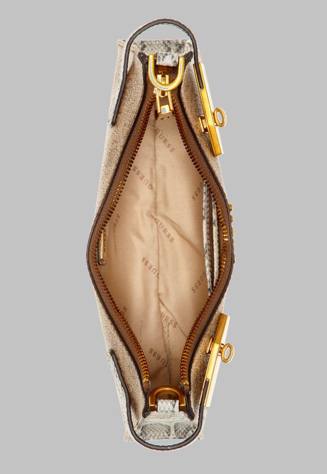 Cartera Guess Zadie Logo Top Zip Shldr Bag Lly Café-3