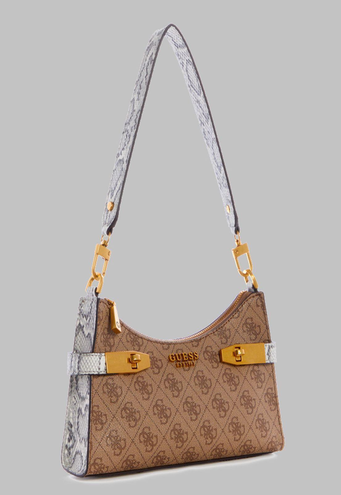 Cartera Guess Zadie Logo Top Zip Shldr Bag Lly Café-1