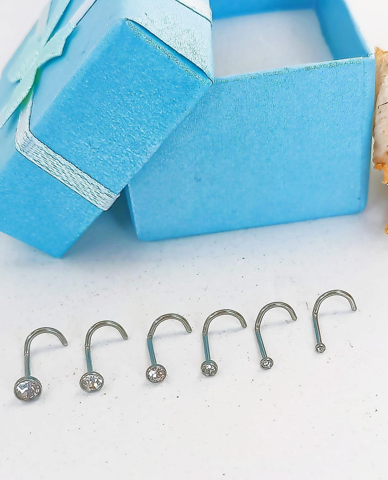 Set De 6 Piercing Nostril Punto De Luz Tipo S Plateado Punk-6