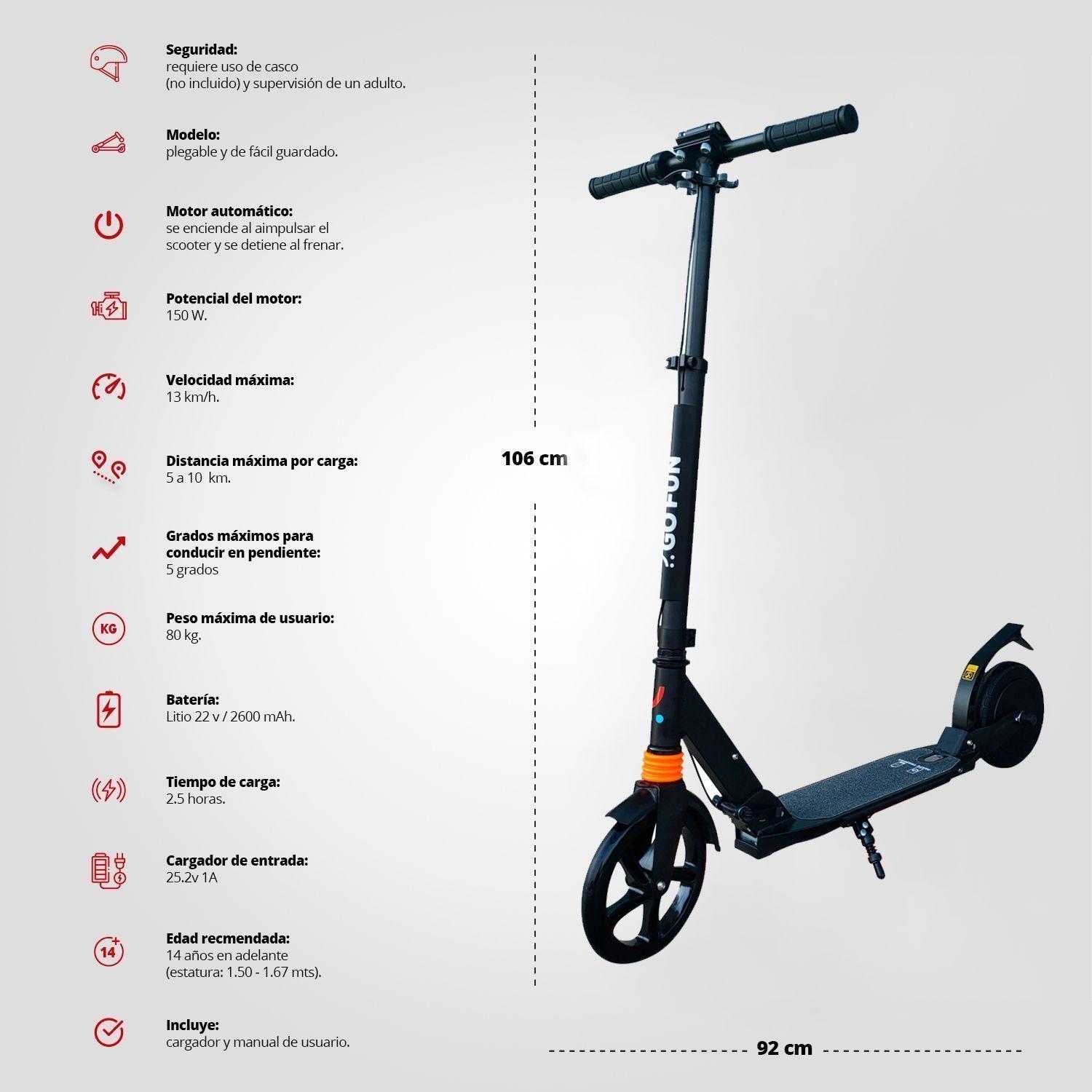 Scooter Eléctrico Plegable Teen - Negro-2