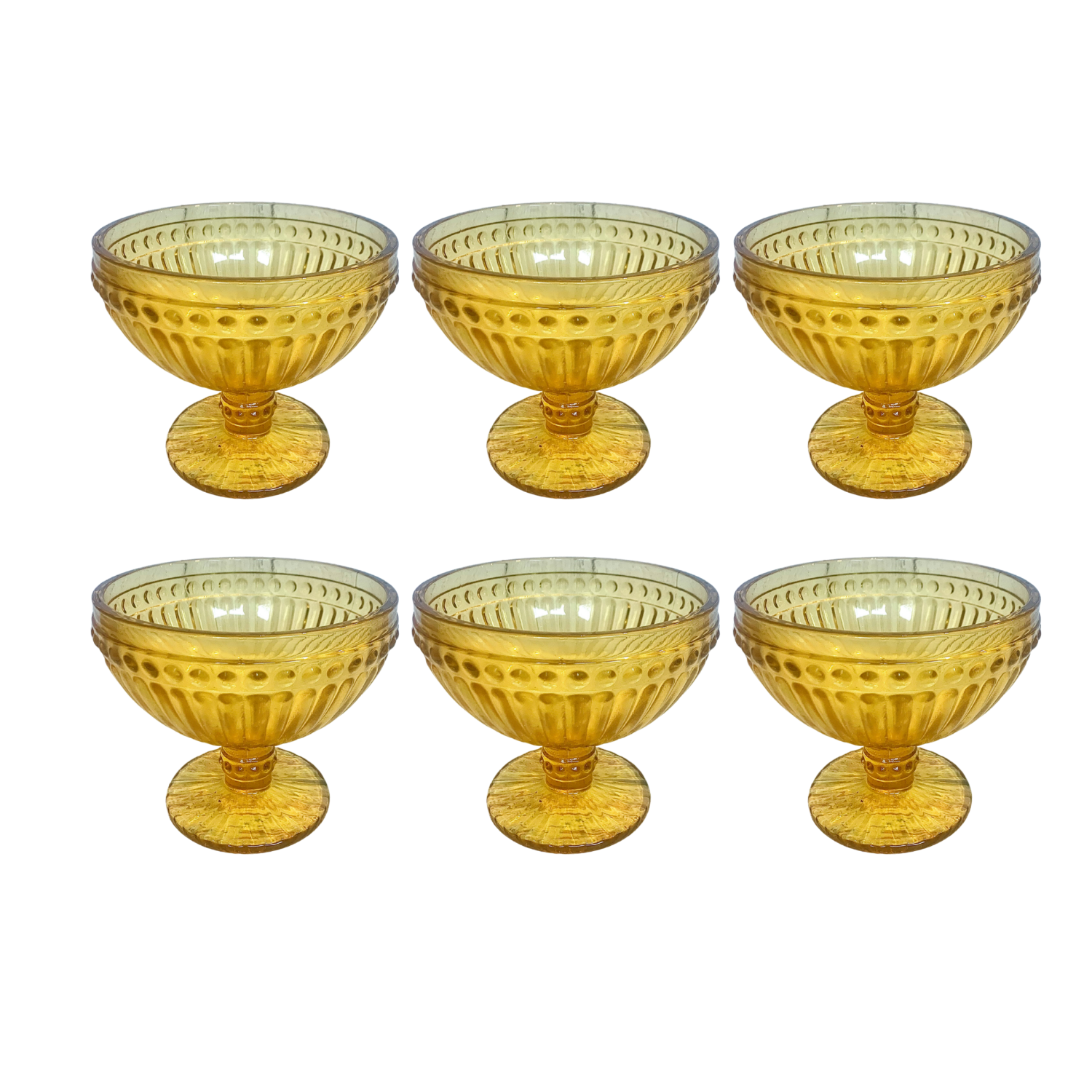 Set de 6 copas de postre amarillo modelo vertical-1