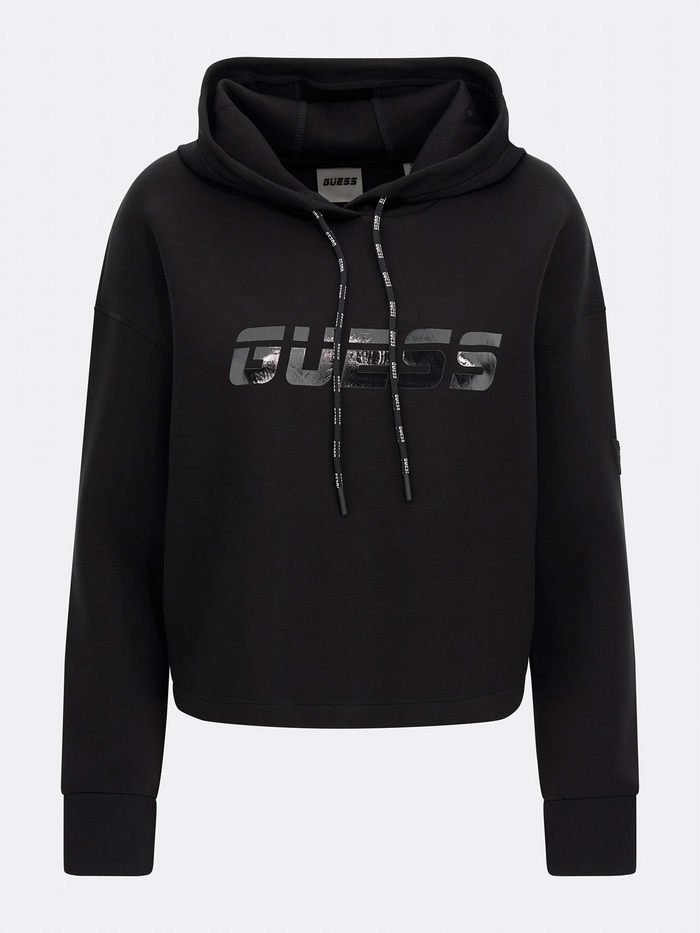 Poleron Guess Allie Hooded Scuba Sweatshirt Negro-3