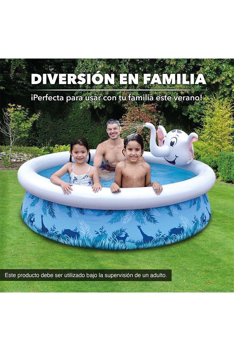 Piscina Infantil Elefante 855 L 47x205 cm Celeste-4