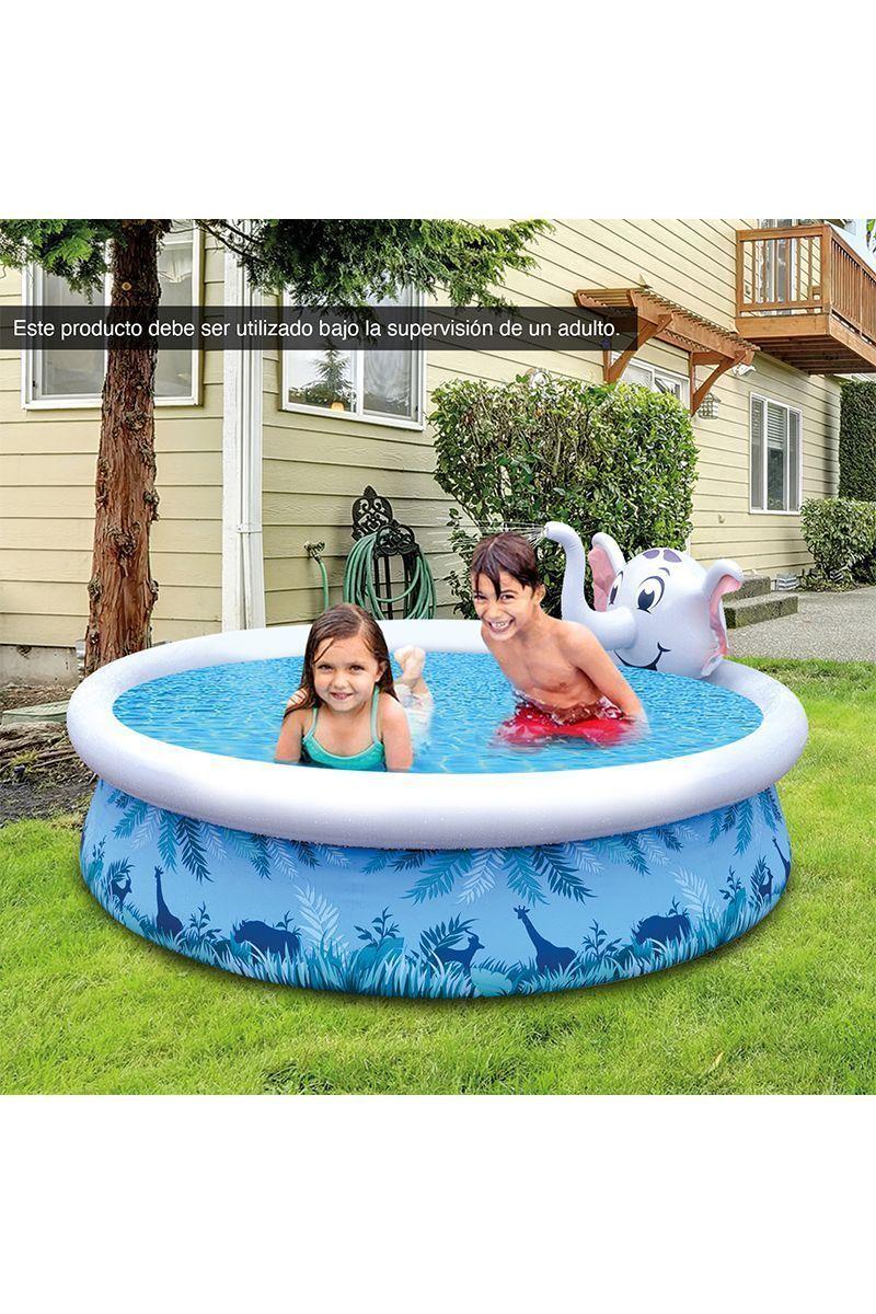 Piscina Infantil Elefante 855 L 47x205 cm Celeste-5