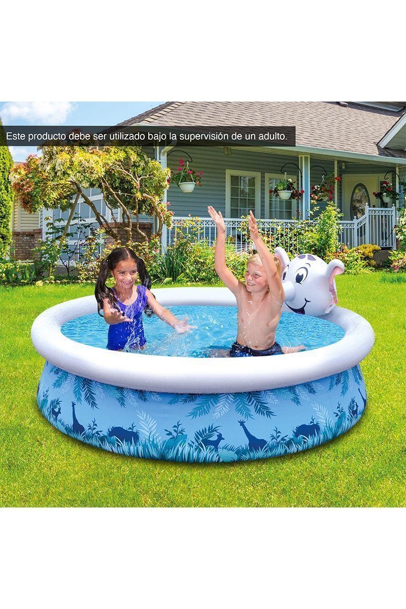 Piscina Infantil Elefante 855 L 47x205 cm Celeste-1