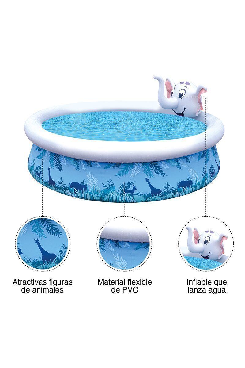 Piscina Infantil Elefante 855 L 47x205 cm Celeste-3