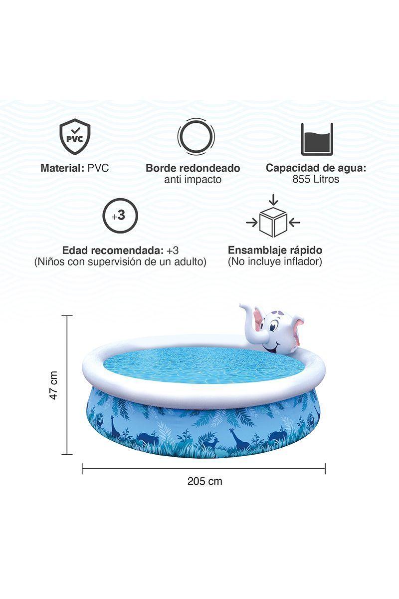 Piscina Infantil Elefante 855 L 47x205 cm Celeste-2
