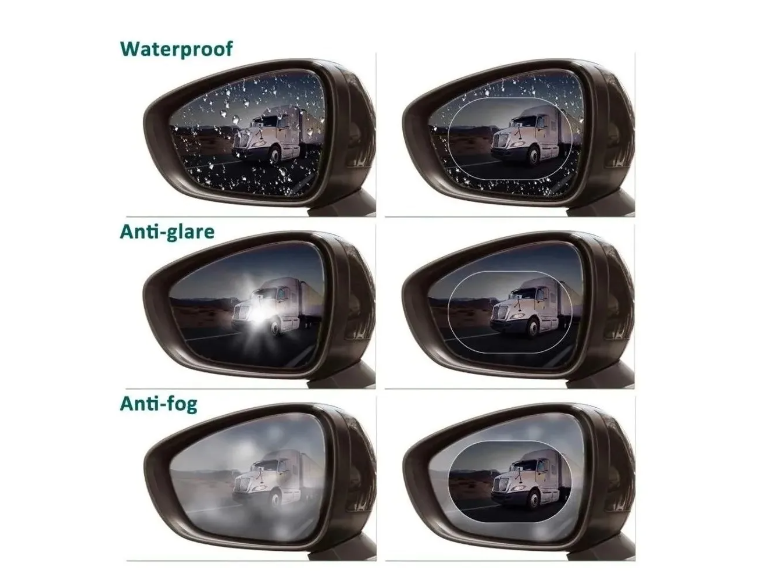 Kit Par Lamina Espejo Retrovisor Anti Lluvia Impermeable-2