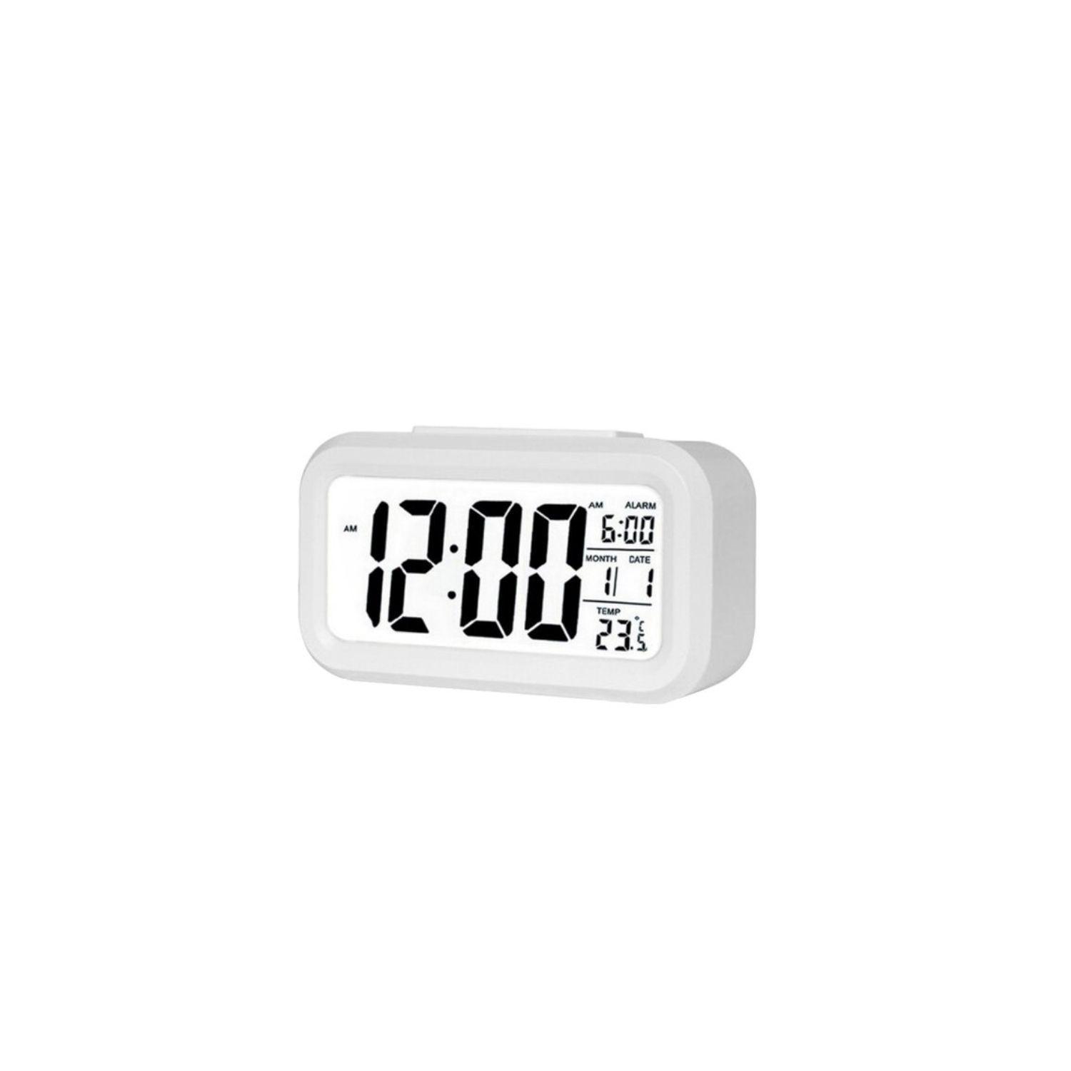 Reloj Despertador Digital Pantalla Lcd Color Blanco - PuntoStore-0