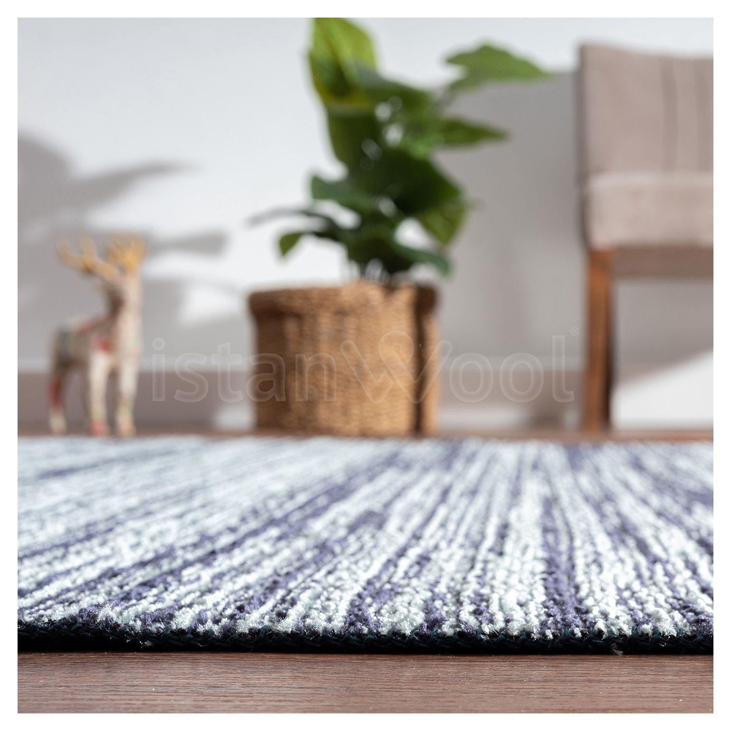 Alfombra Moderna Lisa 160x230 cms.Celeste y Negro -7