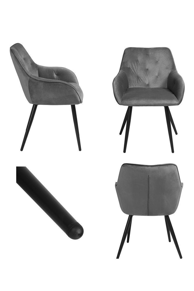 Sitial Chandler Terciopelo Apoyabrazos Gris-4