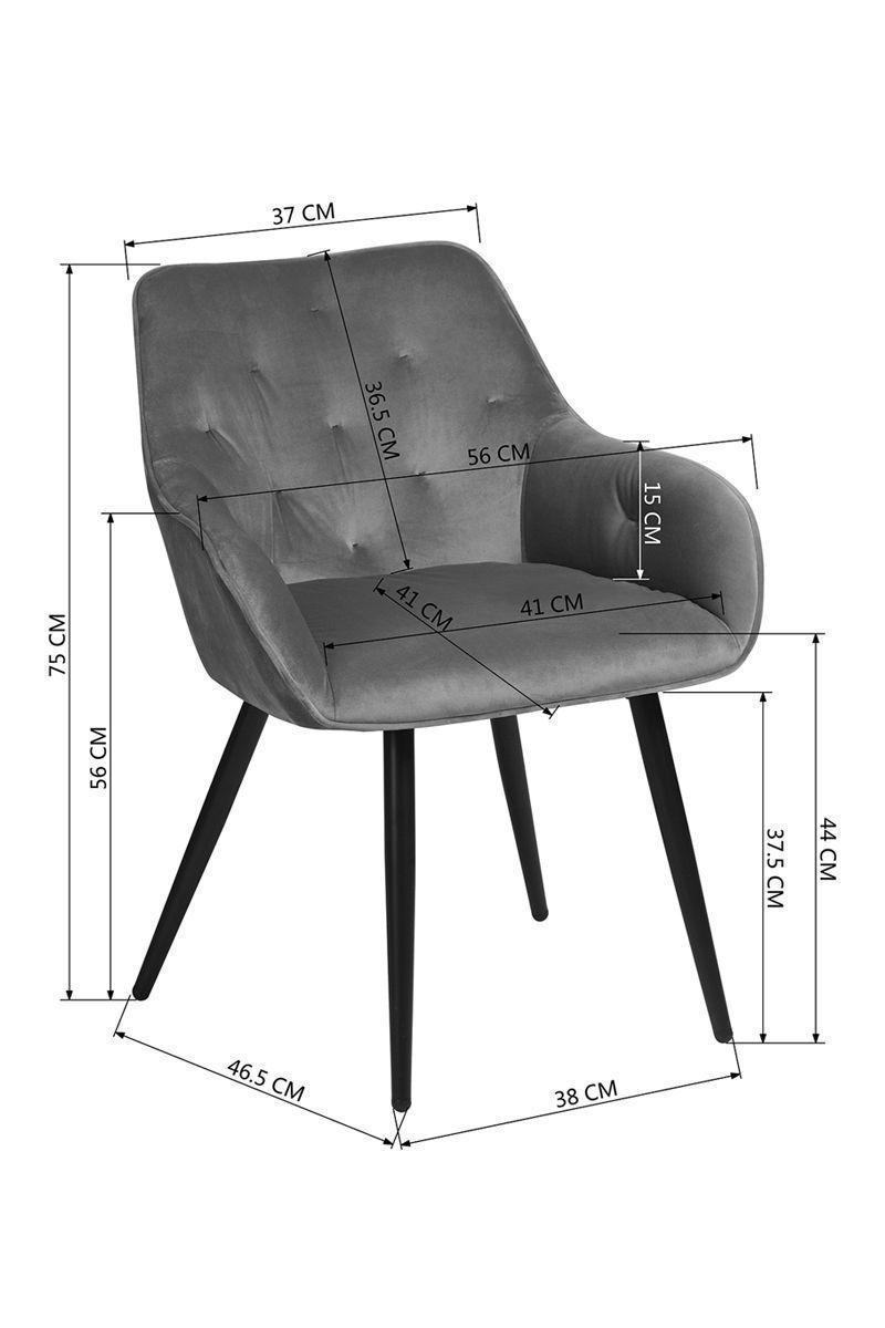 Sitial Chandler Terciopelo Apoyabrazos Gris-2
